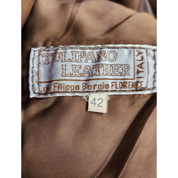 Tulipano Made in Italy Dark Brown Leather Jacket 42 - Picture 7 of 7